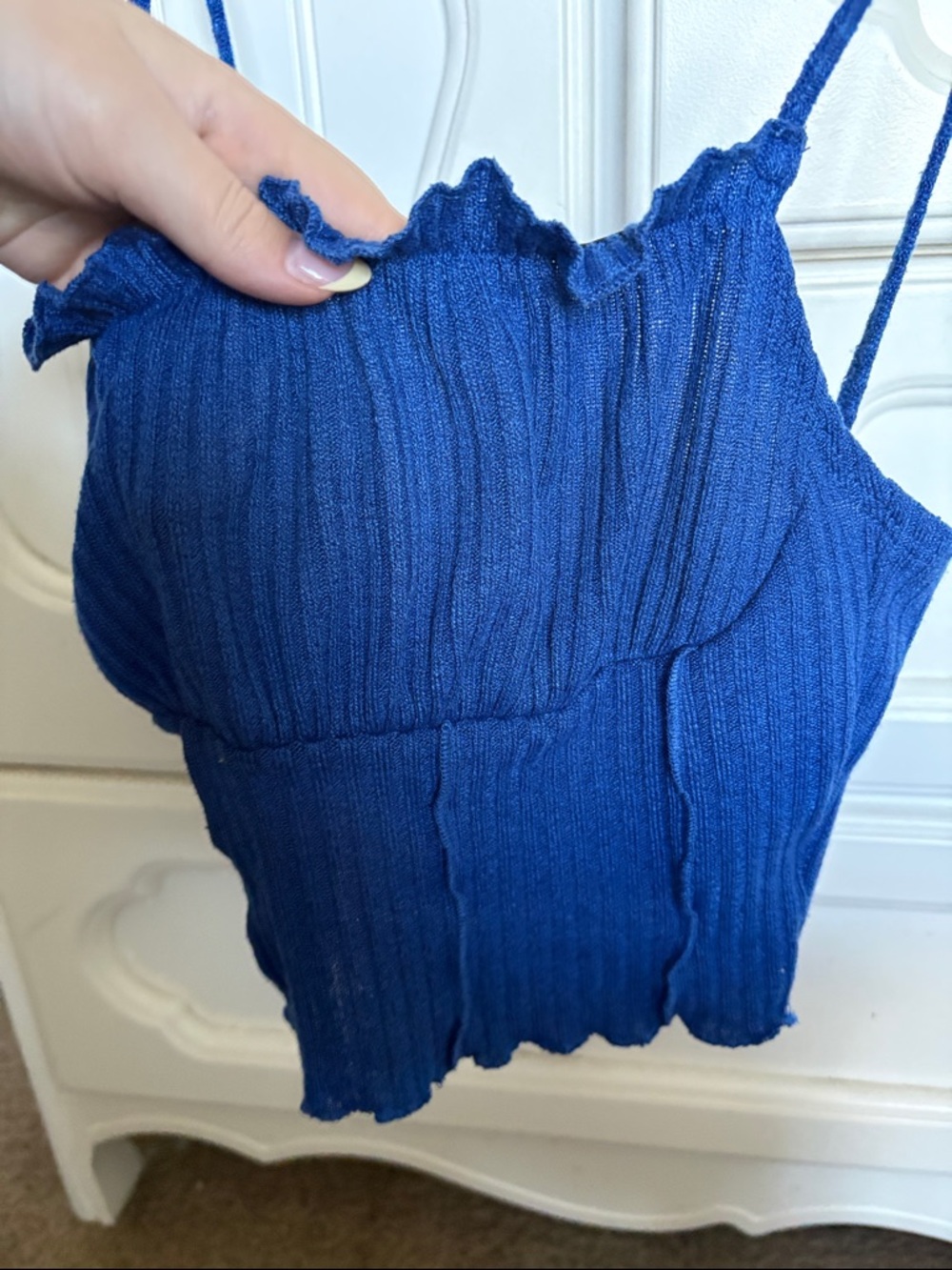 Shein Blue Ribbed Cropped Cami Top - Picture 3 of 4